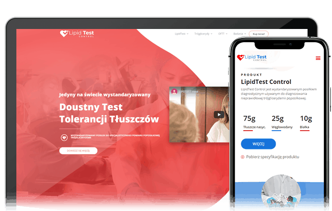 Podgląd strony Lipidtest.pl na komputerze i telefonie