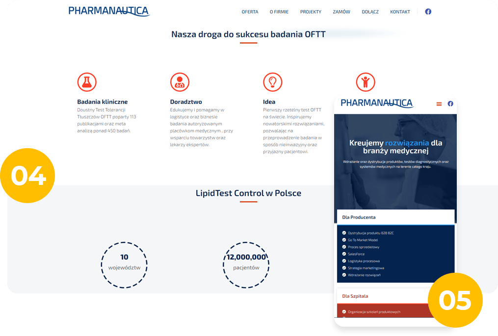 Widok sekcji projektu Pharmanautica.pl
