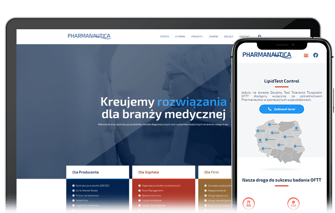 Podgląd strony Pharmanautica.pl na komputerze i telefonie