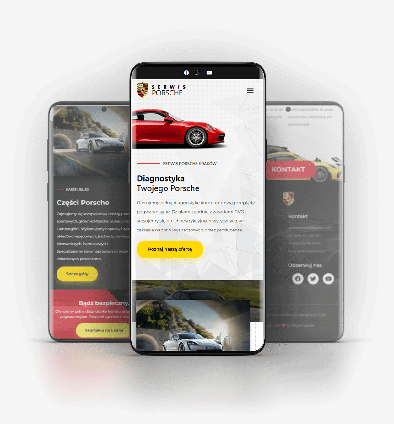 Pełny widok projektu strony Serwis Porsche