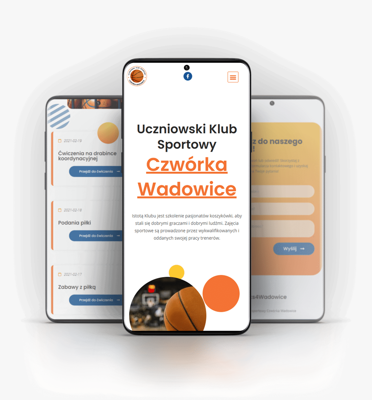 Pełny widok projektu strony UKS Czwórka Wadowice
